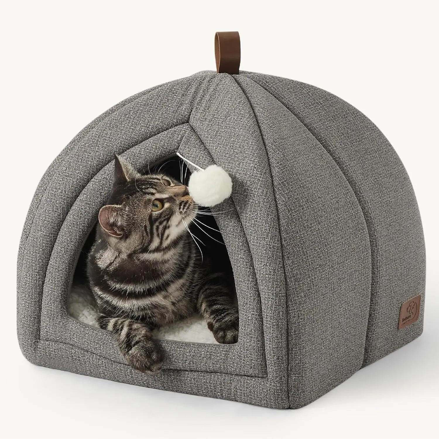 2-in-1 Cat Cave Bed – Foldable Indoor Tent with Washable Cushion