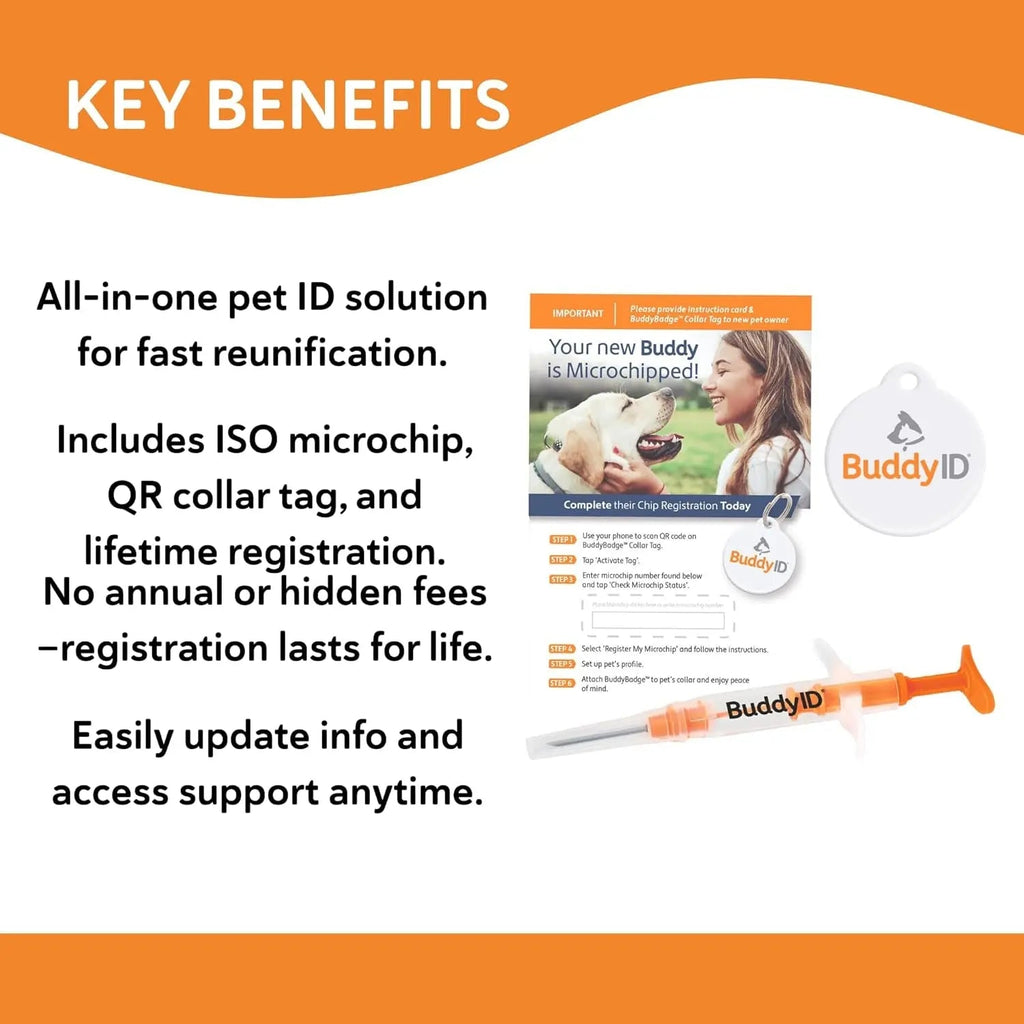 Pet Microchip + QR Collar Tag Lifetime Registration Dog Cat ID Protection